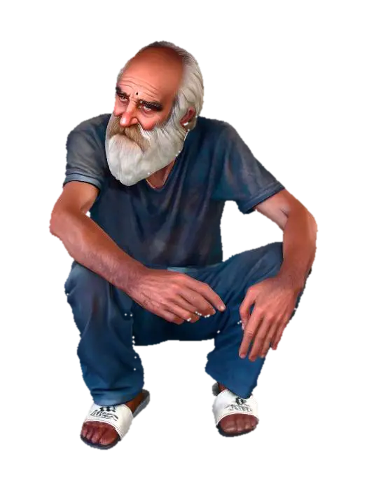Contemplative Elder 3D model, vytvořený pomocí AI