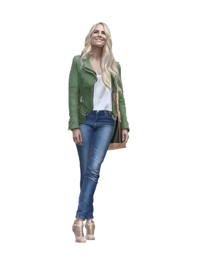 Casual Chic in a Green Jacket - Coat 3D model, vytvořený pomocí AI