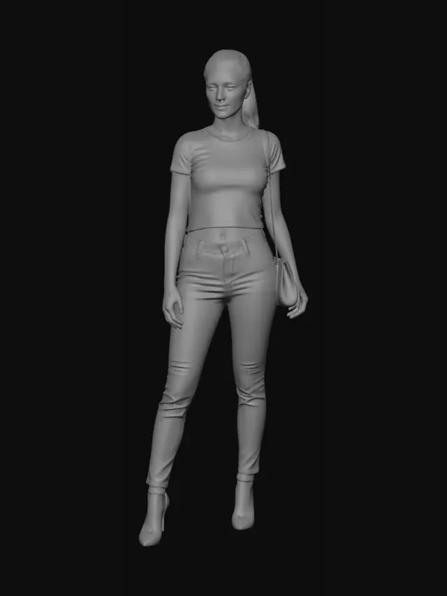 3D model for Casual Chic: White Crop Top and Denim Jeans