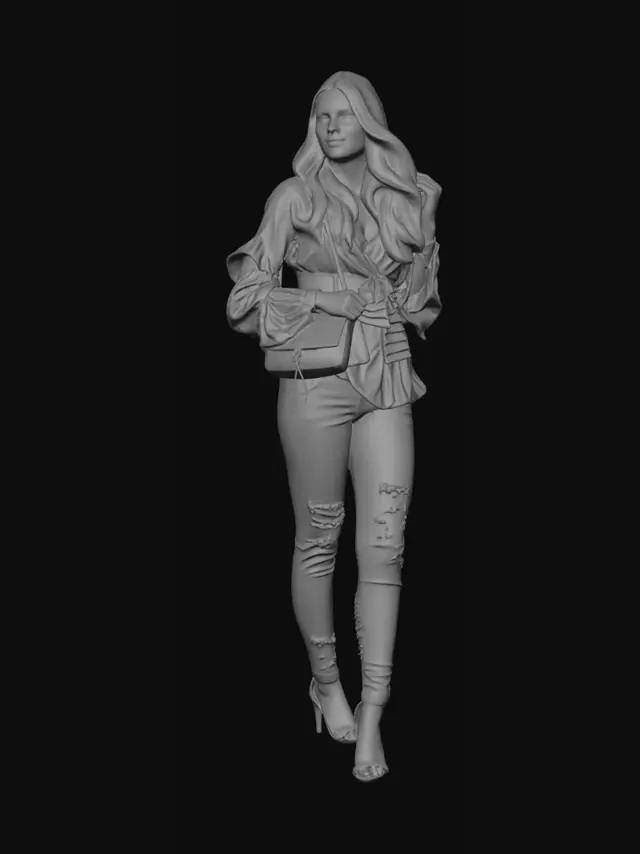 3D model for Casual Chic in White and Denim