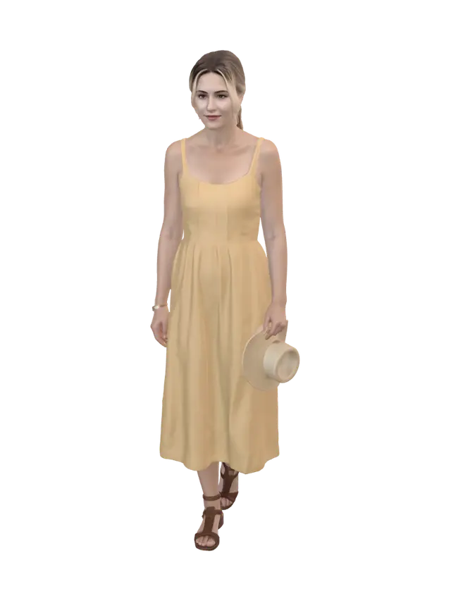 Golden Dress Portrait - Softlight 3D model, vytvořený pomocí AI