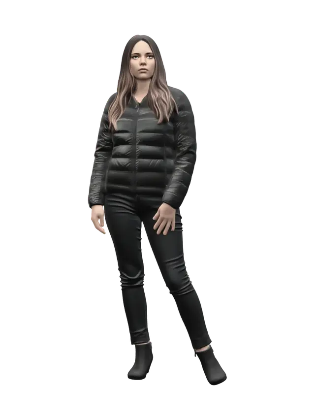 Black-Puffer-Portrait - Coat 3D model, vytvořený pomocí AI