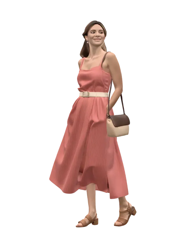 3D model for Coral Summer Midi Dress