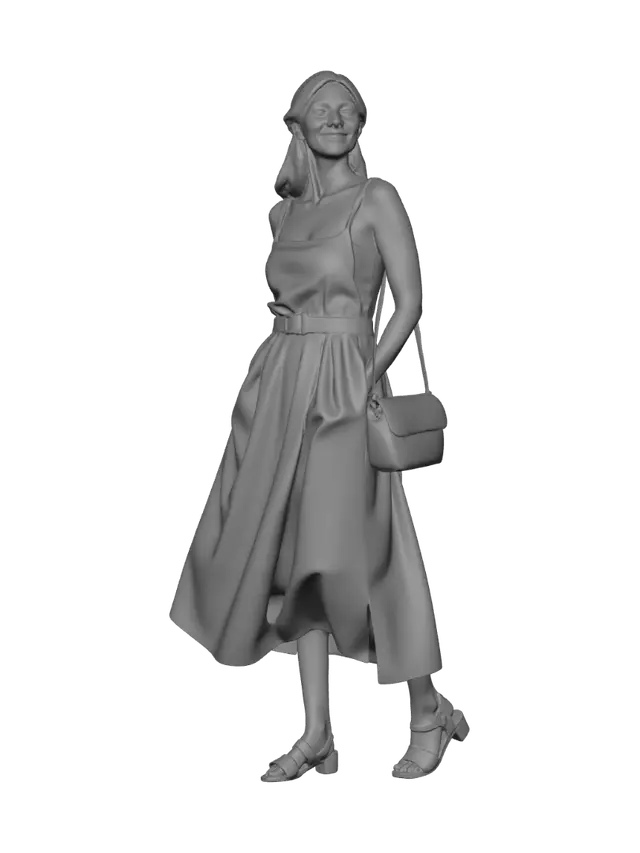 3D model for Coral Summer Midi Dress