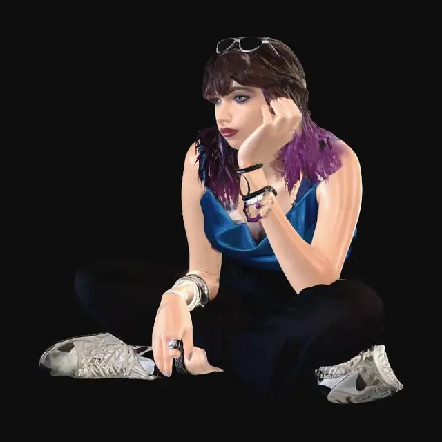 3D model for Purple-Haired Muse in a Blue Top