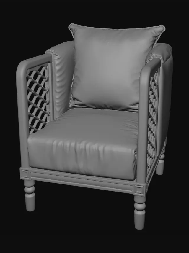 3D model for Terracotta Upholstered Lattice Armchair