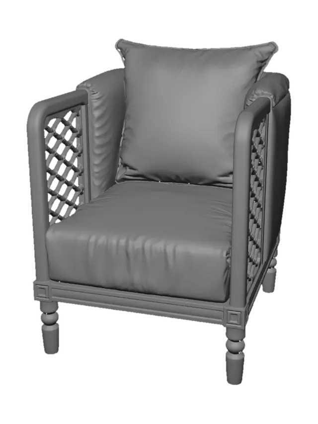 3D model for Terracotta Upholstered Lattice Armchair