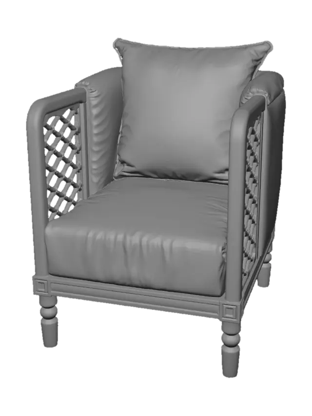 3D model for Terracotta Upholstered Lattice Armchair