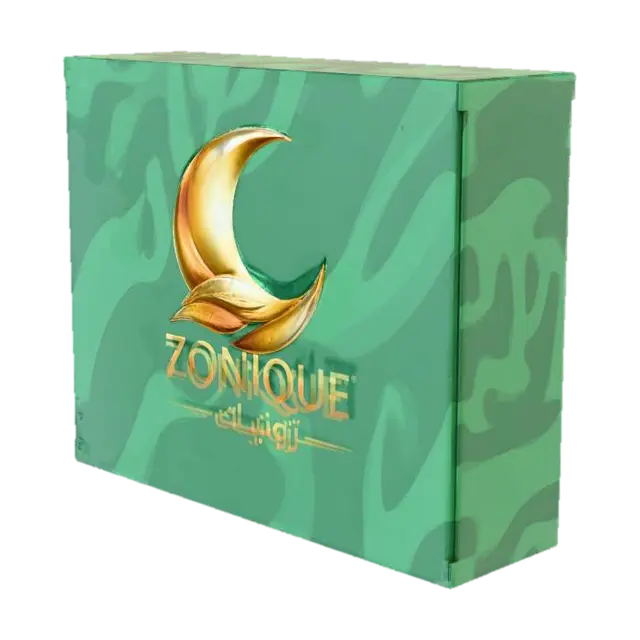 Zonique Gold Packaging - Backside-3D-modell, genererad av AI