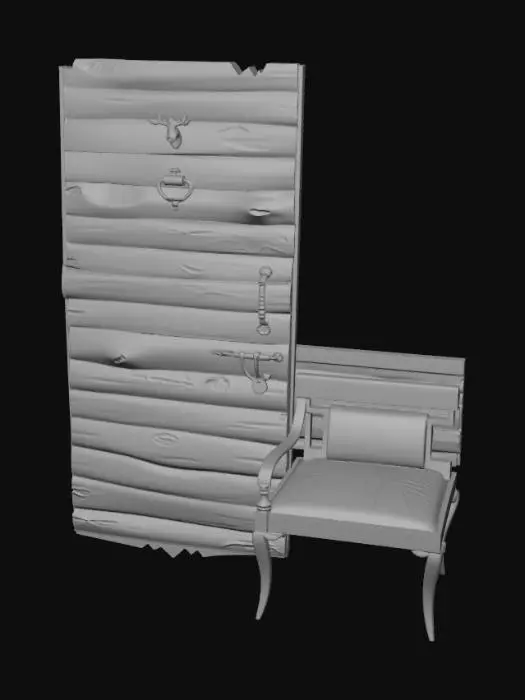 3D model for Rustic Plank Door with Vintage Hardware