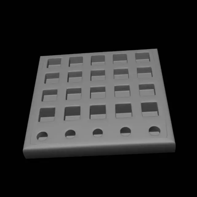 3D model for Perforated plate with a 5x5 grid of square holes