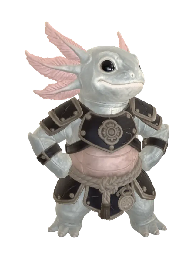 warrior of the pond - Platearmor 3D model, vytvořený pomocí AI