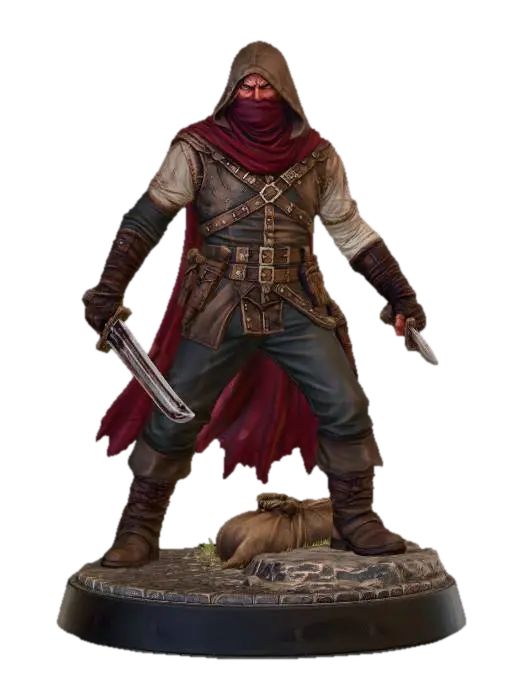 Hooded Assassin - Stealth 3D model, vytvořený pomocí AI