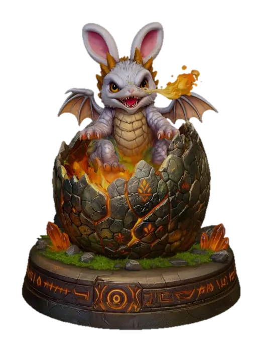 Ember Hatchling, #EasterEgg2026# 3D model, vytvořený pomocí AI