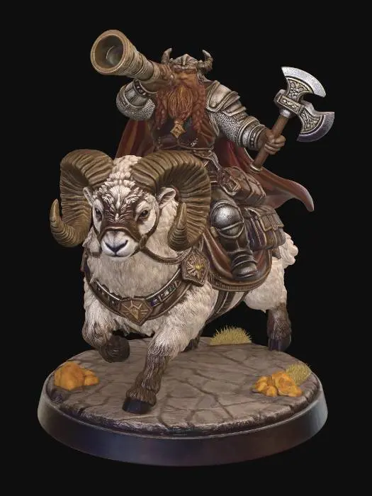 3D model for Dwarven Ram Rider