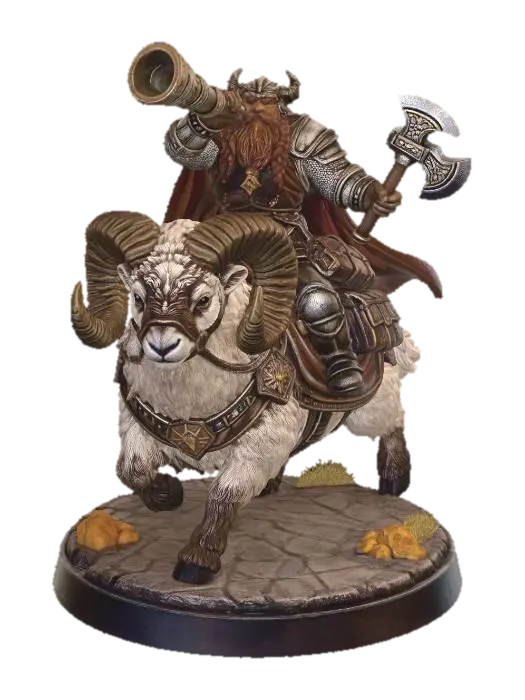 Dwarven Ram Rider - Wow 3D model, vytvořený pomocí AI
