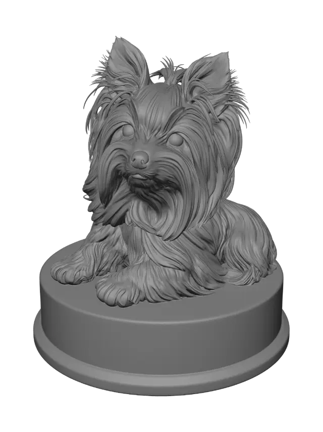 3D model for Tiny Yorkie on a Golden Plaque