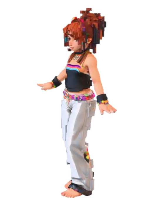 Momoko - Mugen 3D model, vytvořený pomocí AI