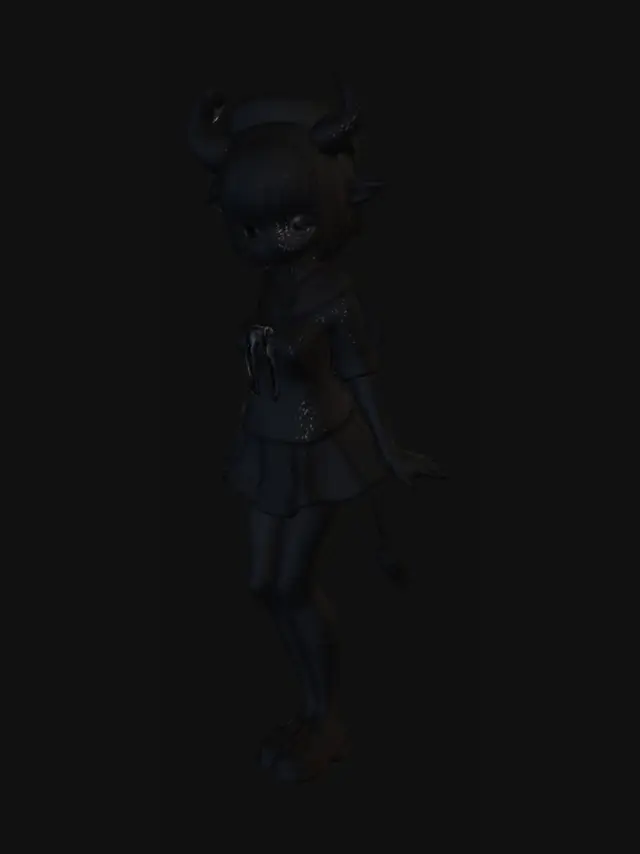 3D model for 3D model anime girl bison with short hair and Make her wearing sailor fuku and a berets add some color and add some horns and a Brown cow tail t posing