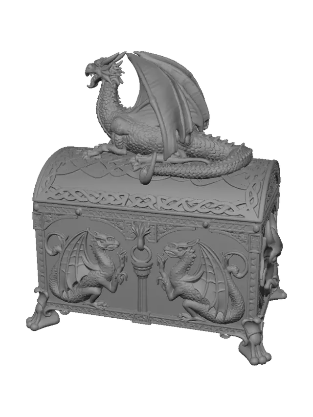 3D model for Dragon on a Carved Box