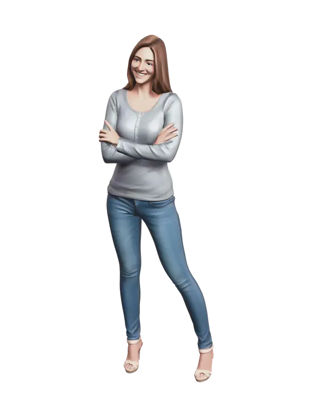 Realistic Full Body Female - Torso 3D model, vytvořený pomocí AI