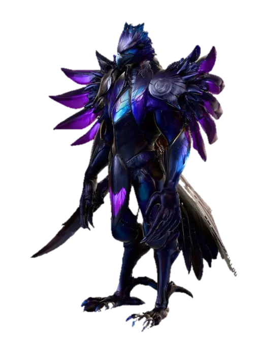 A human-stature avian warrior, Storm Petrel-inspired, features a human face with a… - Blades 3D model, vytvořený pomocí AI
