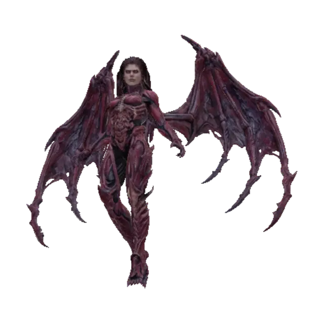 3D model for Создай Сару Керриган из серии игр StarCraft . В полный рост с крыльями.максимально детализированное изображение. Прикрепил пример крыльев