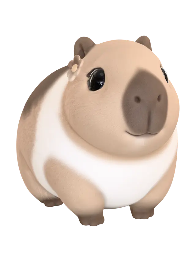 cute kawaii capybara 3D model, vytvořený pomocí AI