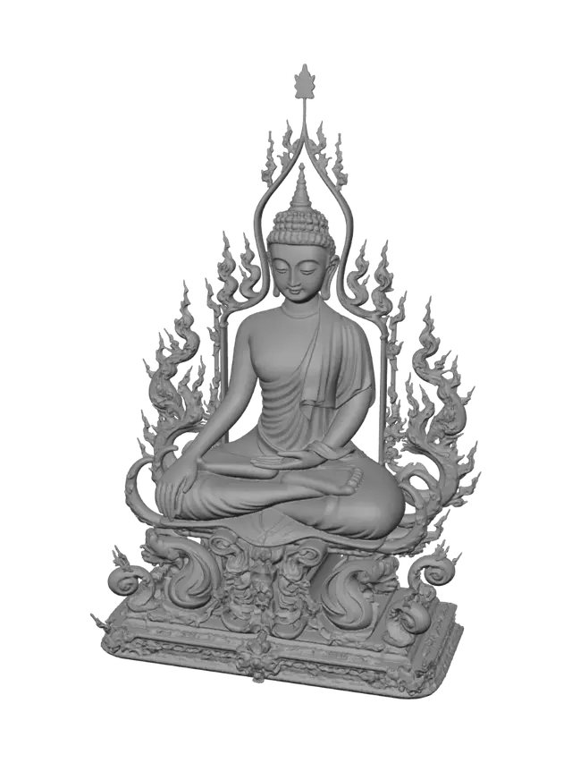 3D model for Meditating Buddha on a Flame Lotus