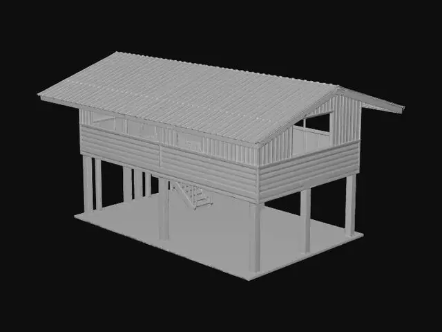 3D model for Wooden Stilt House