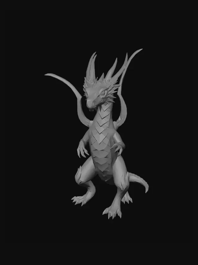 3D model for um dragão cristalizado brilhante neon