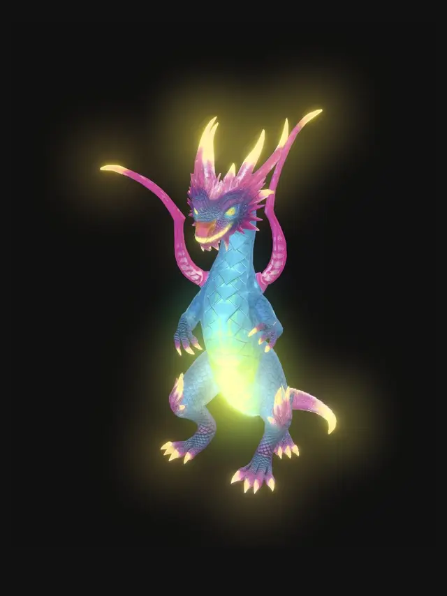 3D model for um dragão cristalizado brilhante neon