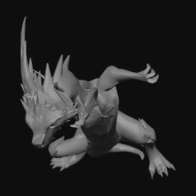 3D model for um dragão cristalizado brilhante neon