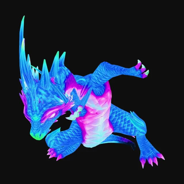 3D model for um dragão cristalizado brilhante neon