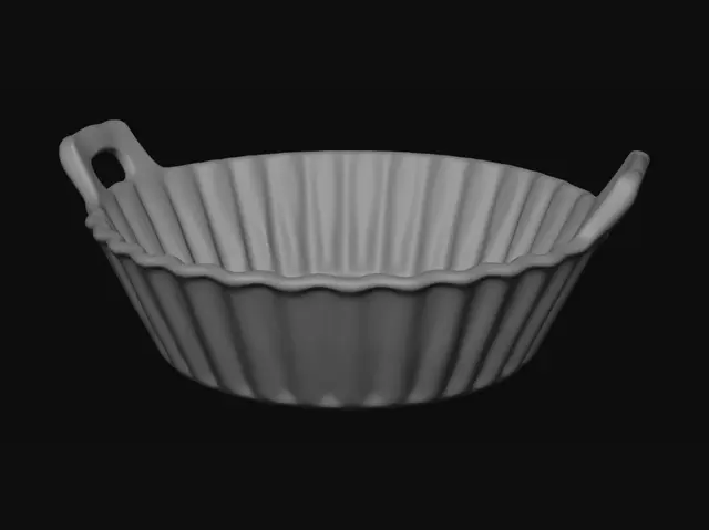 3D model for Yellow fluted silicone bowl with handles