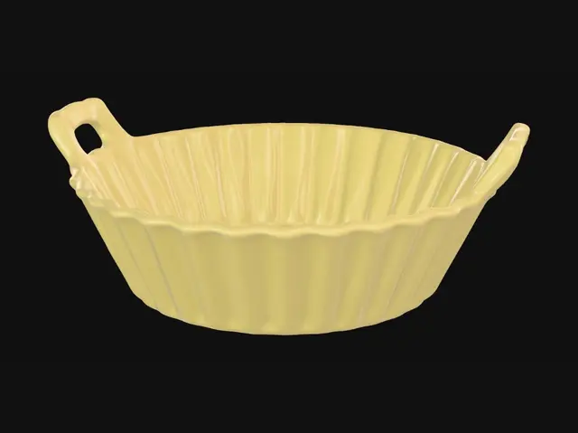 3D model for Yellow fluted silicone bowl with handles