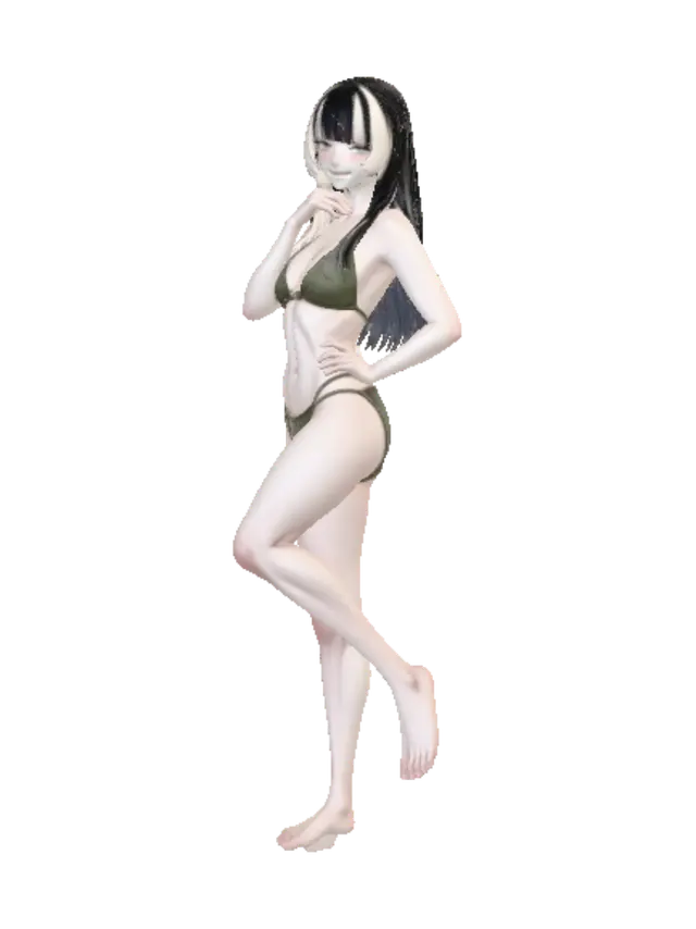 Nyris - Beach naughtiness - Animegirl 3D model, vytvořený pomocí AI