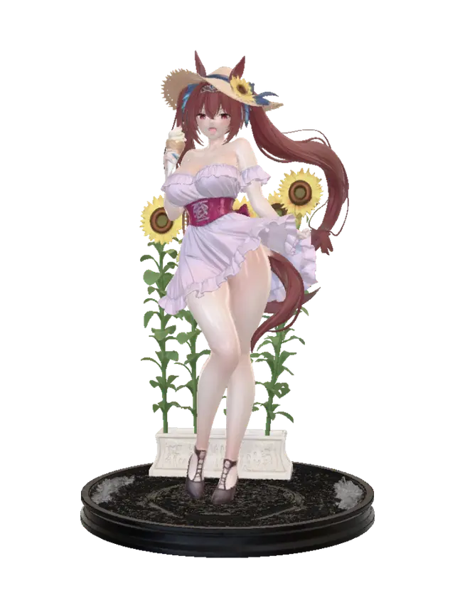 Modelo 3D de Sunlit Summer in a Sunflower Field - Femalefigure, gerado por IA