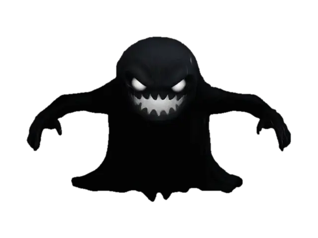 Dark Scary looking Cartoonish ghost monster flying, with evil mischiveous smile,… - Mob 3D model, vytvořený pomocí AI