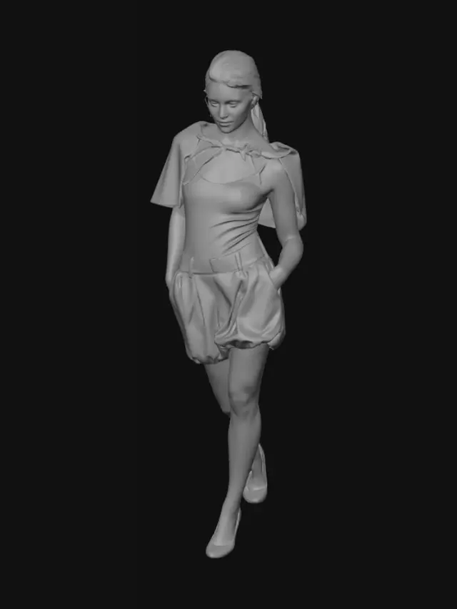 3D model for Runway Look: Black Top, Cape and Sky-Blue Bubble Shorts