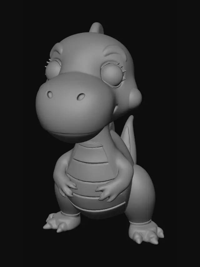 3D model for 可爱卡通风格的小恐龙，圆润光滑，短腿，长尾巴，适合3D打印，水密，无需支撑