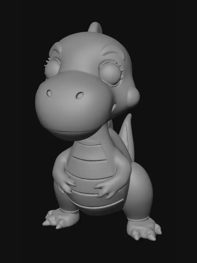 3D model for 可爱卡通风格的小恐龙，圆润光滑，短腿，长尾巴，适合3D打印，水密，无需支撑