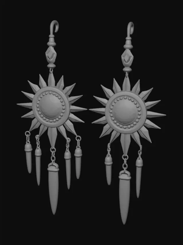 3D model for Sunburst Gold Earrings