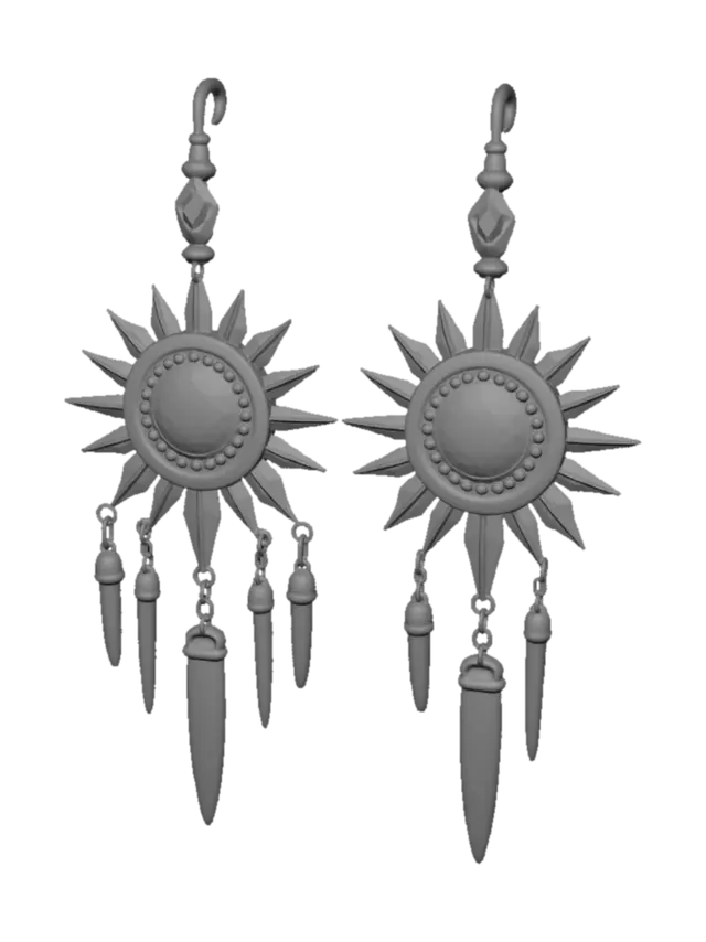 3D model for Sunburst Gold Earrings
