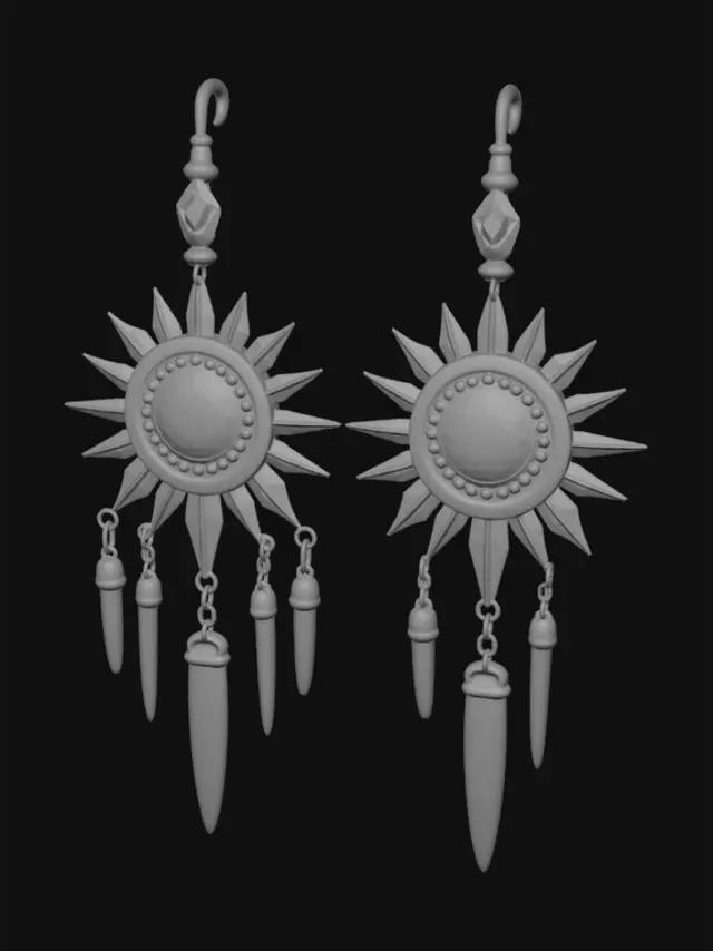 3D model for Sunburst Gold Earrings