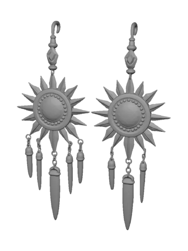 3D model for Sunburst Gold Earrings
