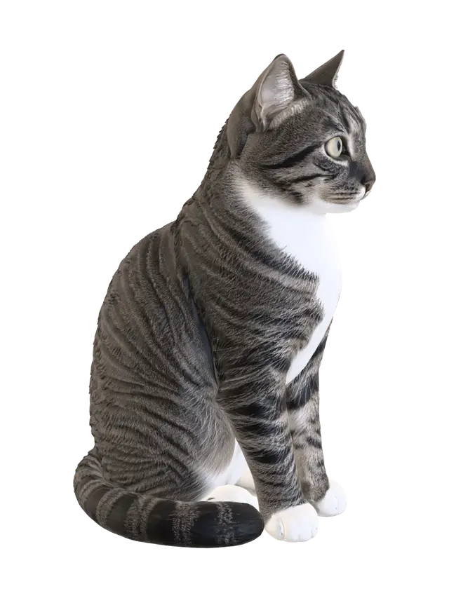 Majestic Whisker Cat - Sitting 3D model, vytvořený pomocí AI