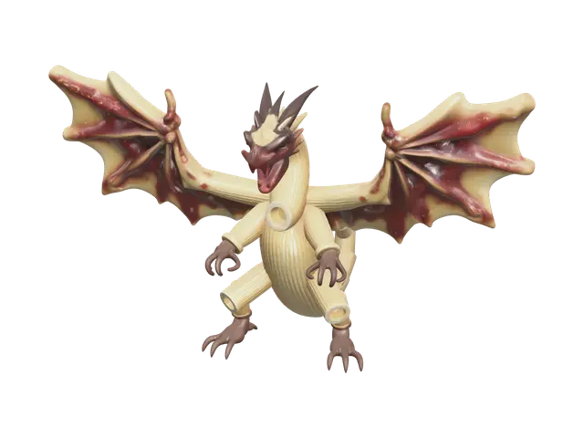 Fantasy Dragon Cannelloni Brainrot - Draconic 3D model, vytvořený pomocí AI