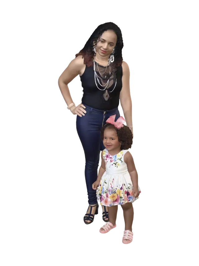 Mother and Daughter Portrait Outdoors 3D model, vytvořený pomocí AI