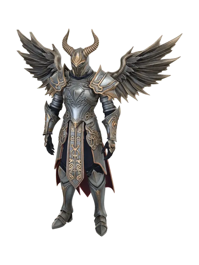 Unholy Holy Knight - Platearmor 3D model, vytvořený pomocí AI